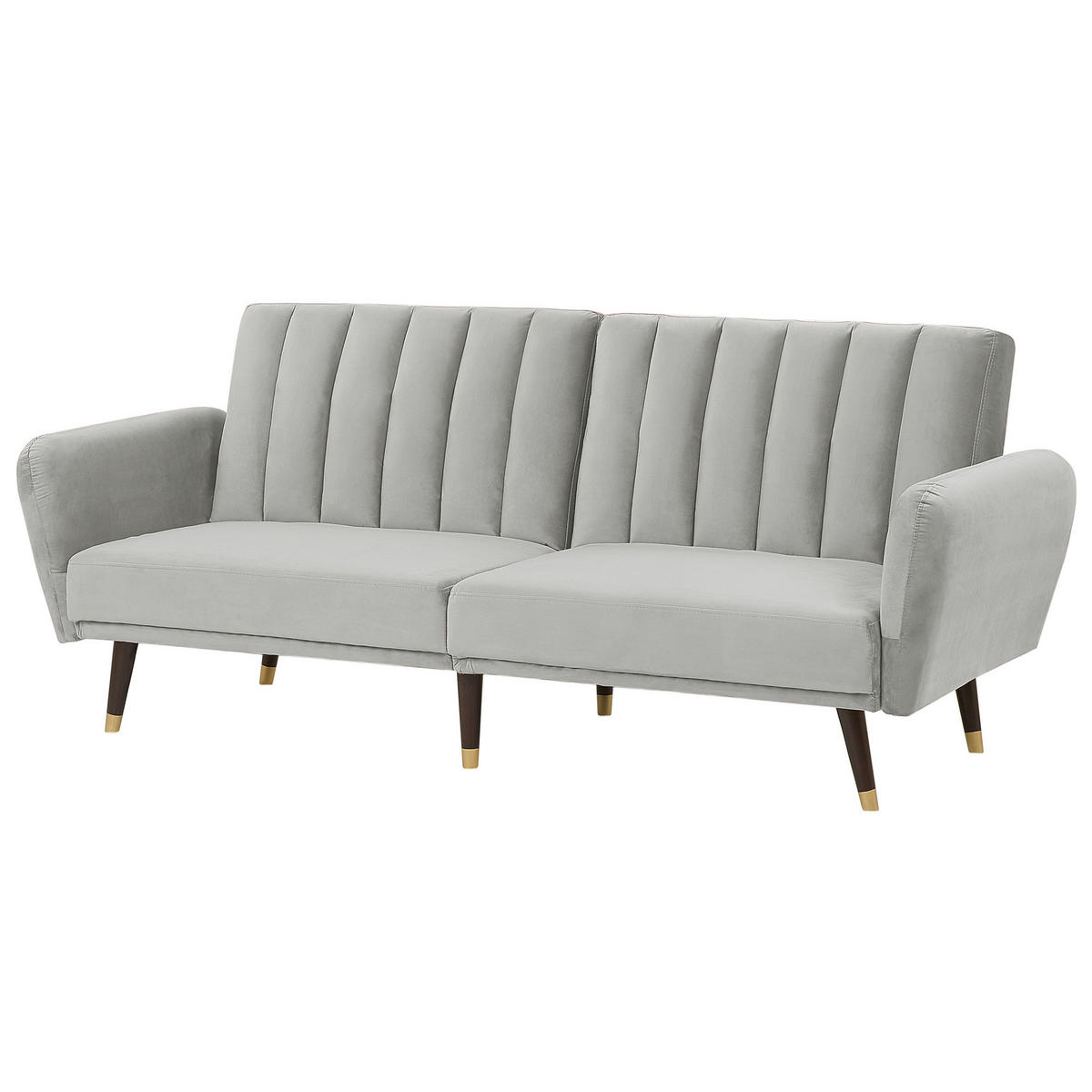 3-SITZER-SCHLAFSOFA Samtstoff Hellgrau Vimmerby - Hellgrau, Textil (212/90/80cm) - Beliani
