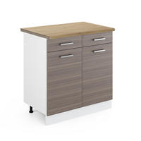 KÜCHENUNTERSCHRANK R-Line Grau 80 cm, AP Eiche - Weiß/Braun, Holzwerkstoff (80/81.6/60cm) - Vicco