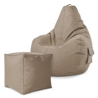 SITZSACK + Hocker "Cozy+Cube" 2er Set - Taupe, Textil (70/90/80cm) - Green Bean