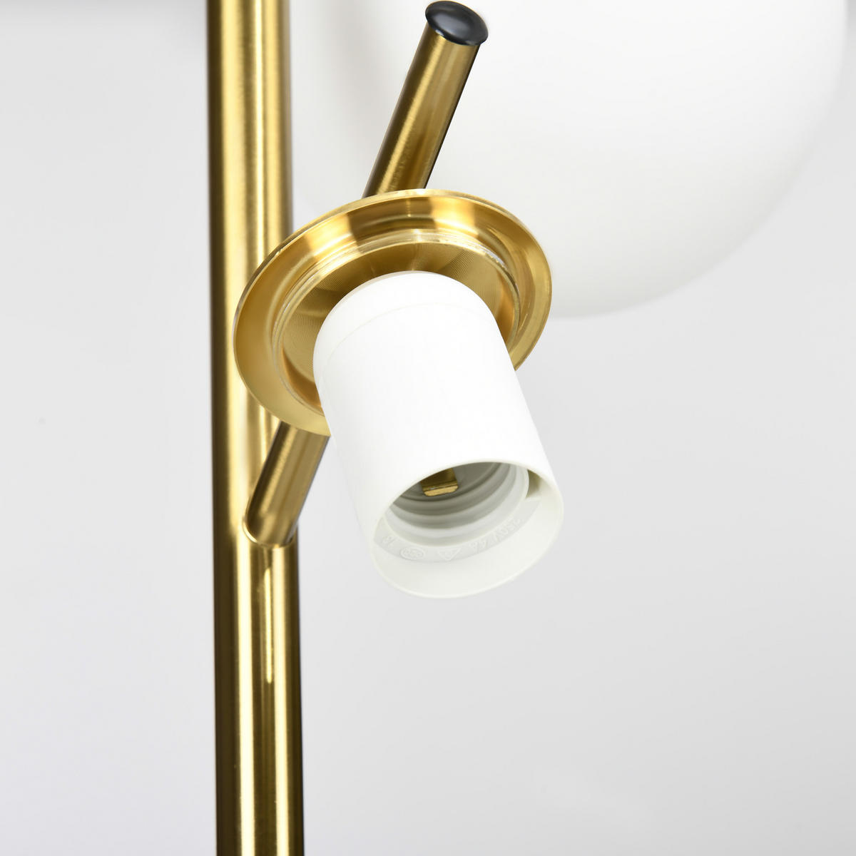 STEHLEUCHTE 27/27/169 cm Gold mit E27 Fassung und 3 Glas-Lampenschirmen - Goldfarben, Metall (27/27/169cm) - Oxeza