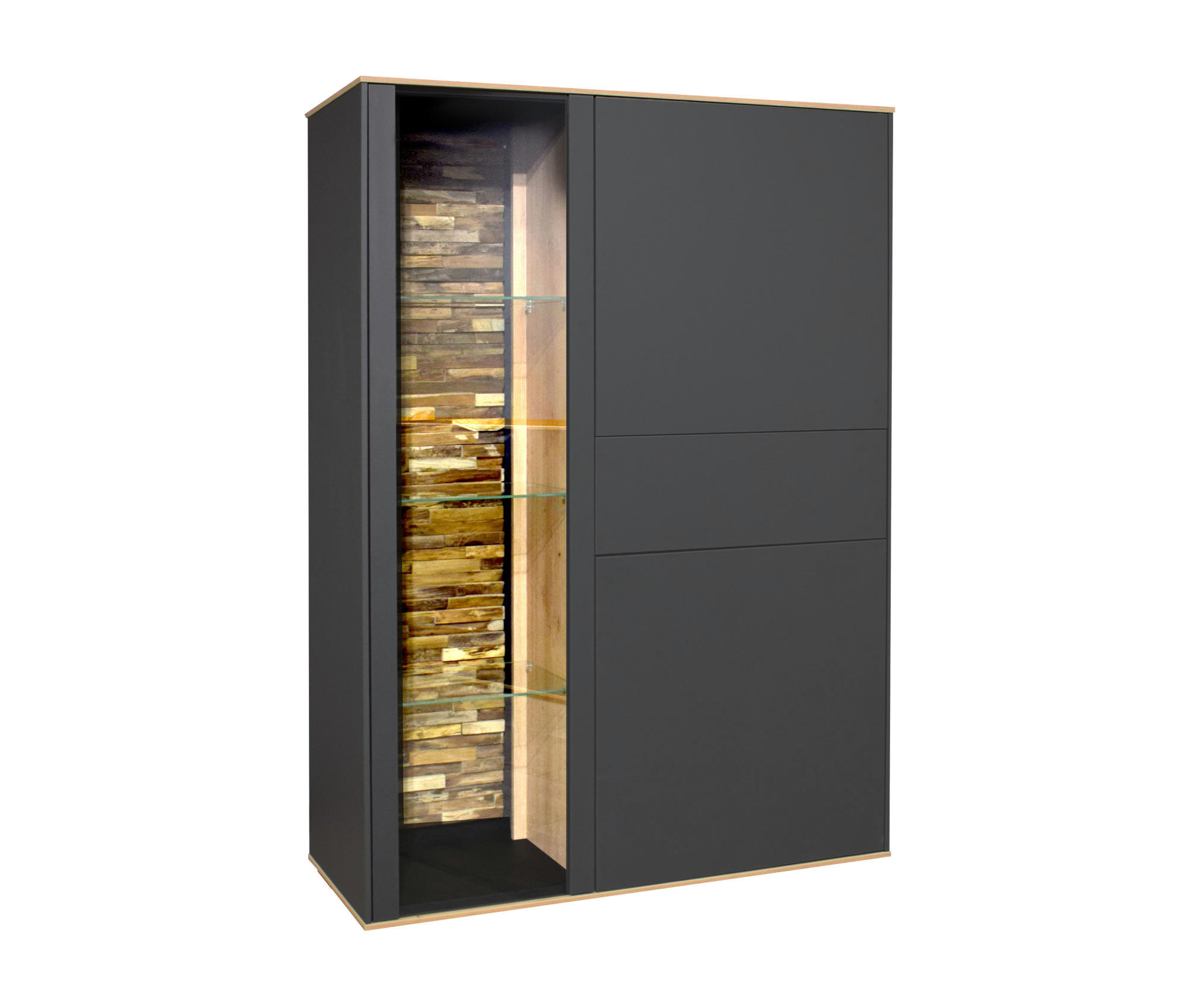 HIGHBOARD Faro Anthrazit und Asteiche - Grau, Holzwerkstoff (42/162/101cm)