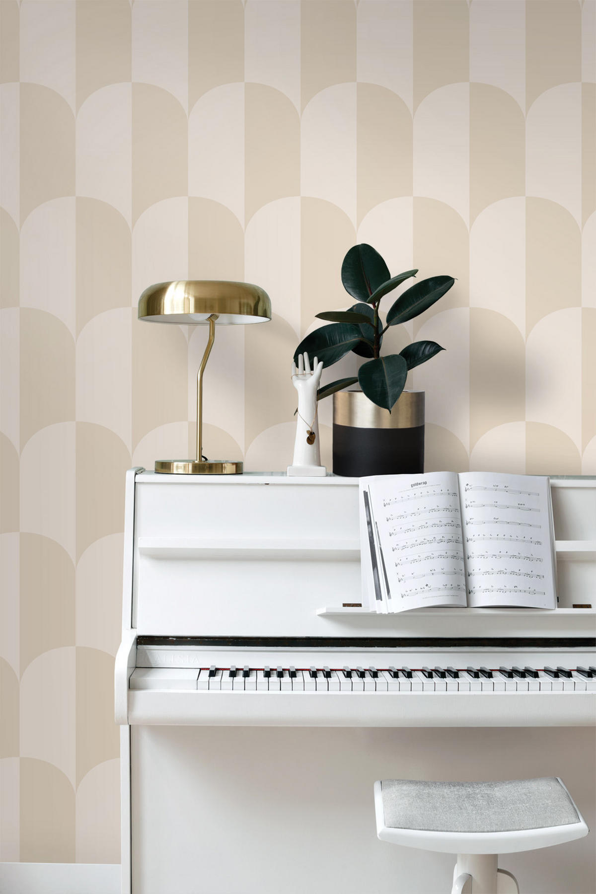 TAPETE Art Decó Muster 53 cm x 10.05 m - Beige, Papier (53/1000cm) - ESTAhome