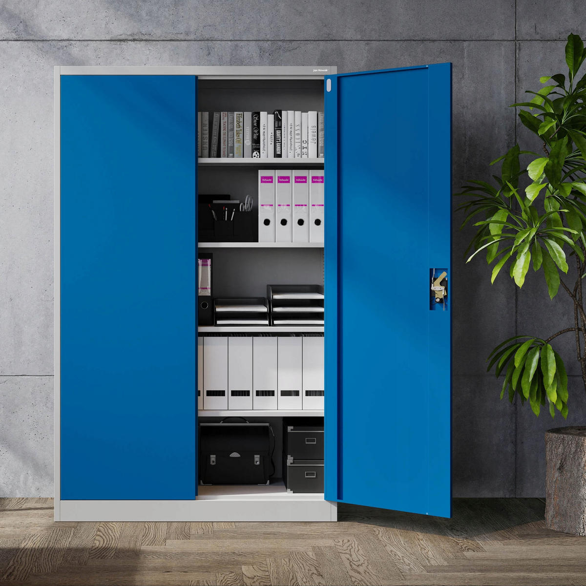 AKTENSCHRANK JAN II - Blau/Grau, Metall (115/185/40cm) - Jan Nowak