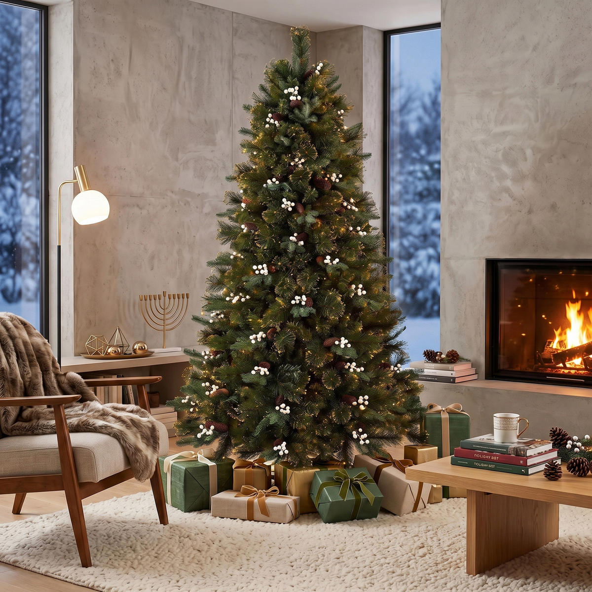 KÜNSTLICHER-WEIHNACHTSBAUM PE PVC Grün - Grün, Kunststoff (180cm) - HOMCOM