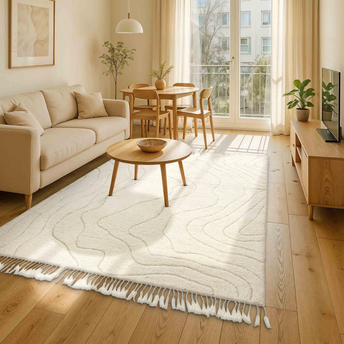 KOBEREC s vysokým vlasom LIORA - krémová, textil (160/230cm) - Schöner Wohnen
