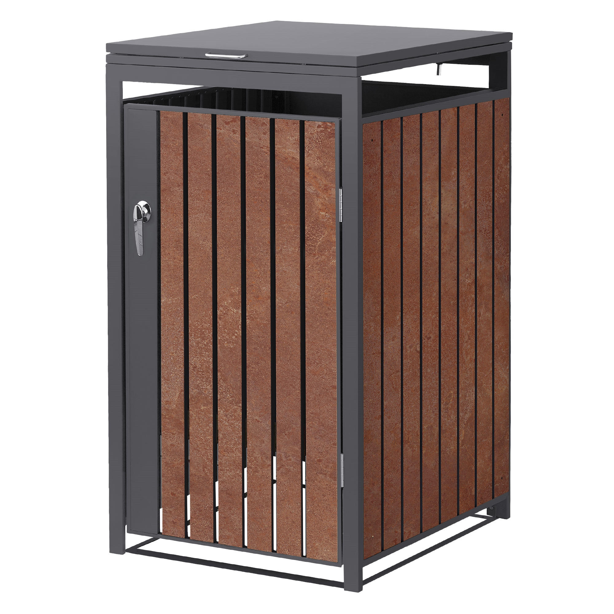 MÜLLTONNENBOX 1er Anthrazit-Rostoptik - Rotbraun, Metall (68/120/80cm) - ML-DESIGN