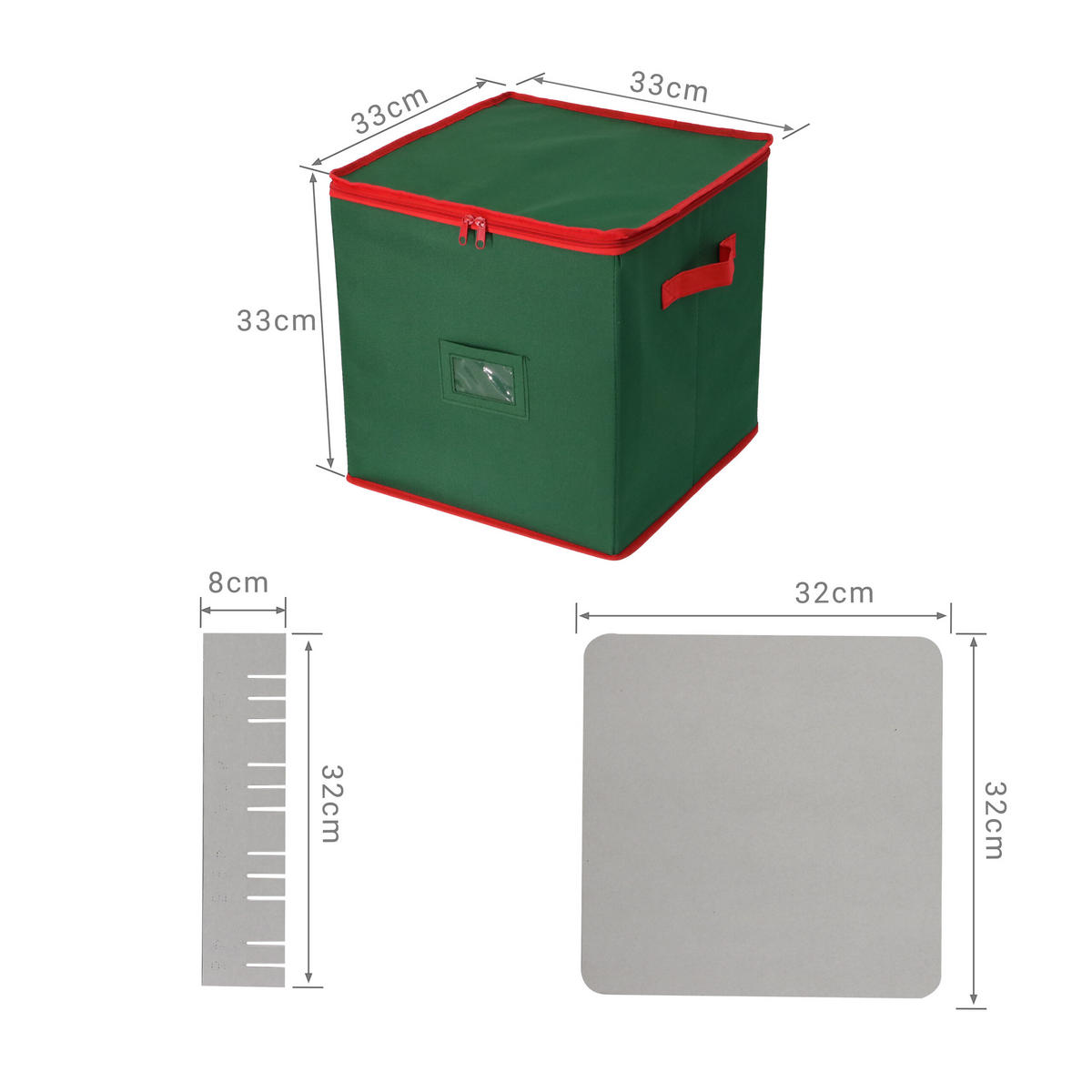 WEIHNACHTSKUGEL-AUFBEWAHRUNGSBOX - Grün, Wellpappe/Kunststoff (33/33/33cm) - Relaxdays
