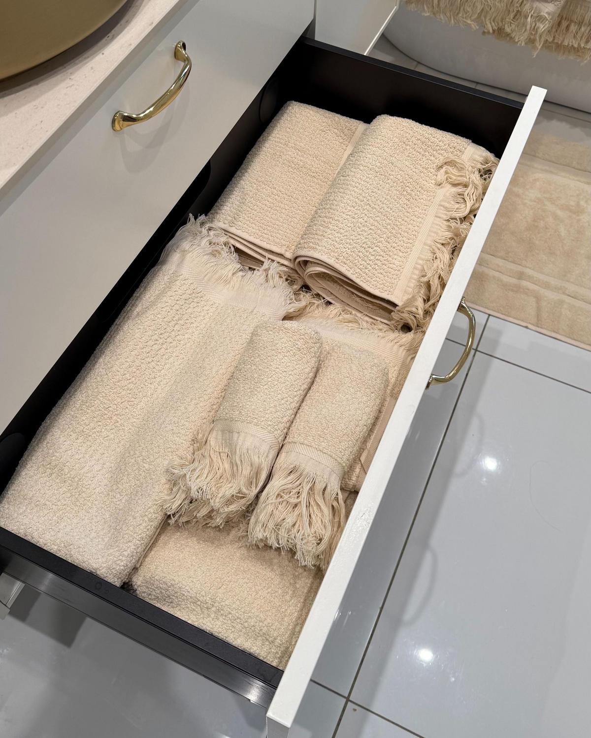 PROSOP DE BAIE 9 piese bej Atiu - bej, material textil (70/140cm) - Beliani