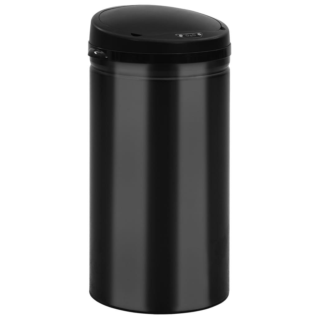 MÜLLEIMER mit Sensor 50L Schwarz Abfalleimer Automatik - Schwarz, Metall (30.5/81.5/30.5cm) - DELUKE
