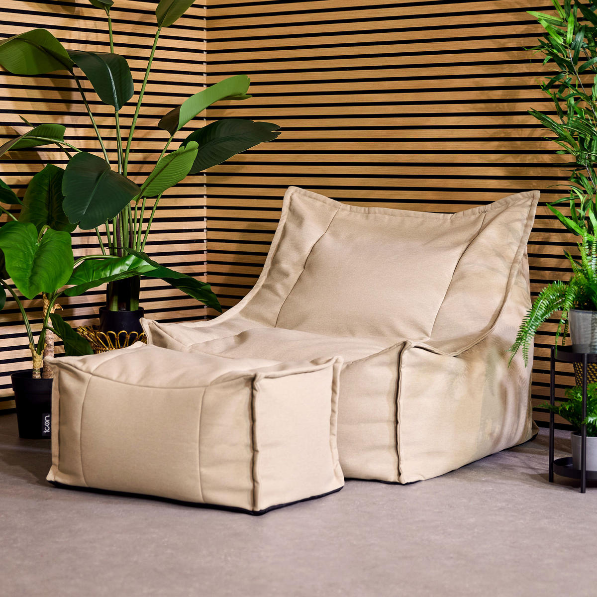 SITZSACK Outdoor-Sessel Alto + Hocker - Beige, Textil (94/75/94cm) - icon