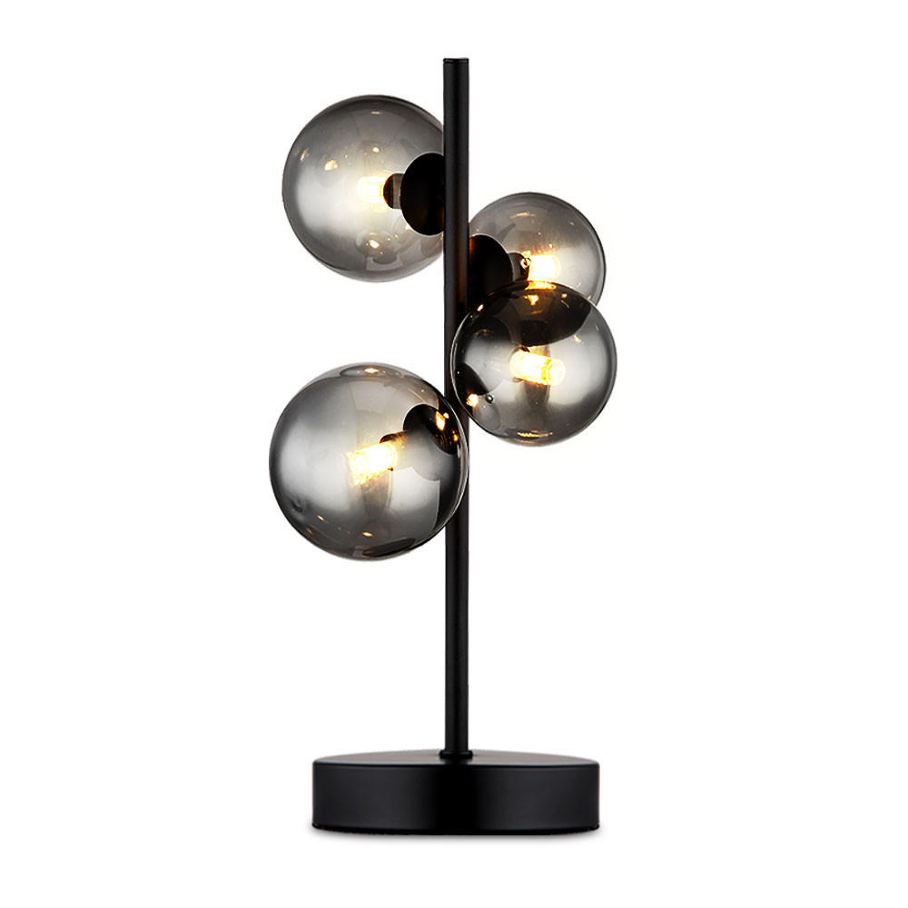 LED TISCHLEUCHTE Metall Schwarz Glas Rauchgrau - Grau, Glas (24/19/48cm) - Globo Lighting