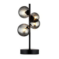 LED TISCHLEUCHTE Metall Schwarz Glas Rauchgrau - Grau, Glas (24/19/48cm) - Globo Lighting