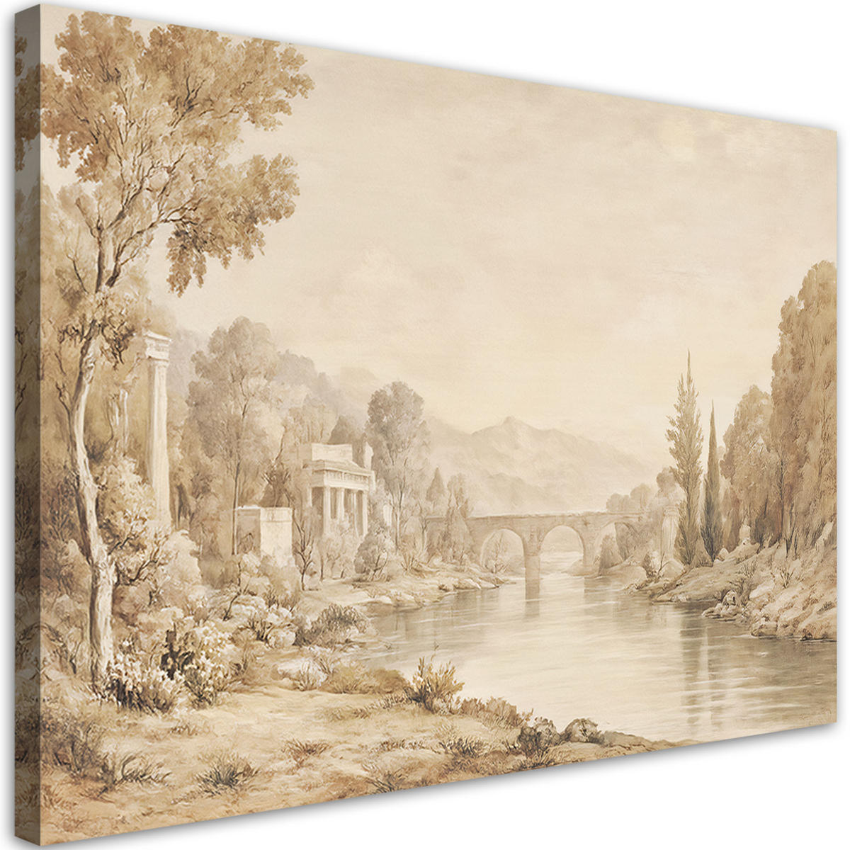 WANDBILD landschaft sepia vintage - Beige, Textil (60/40cm) - Feeby