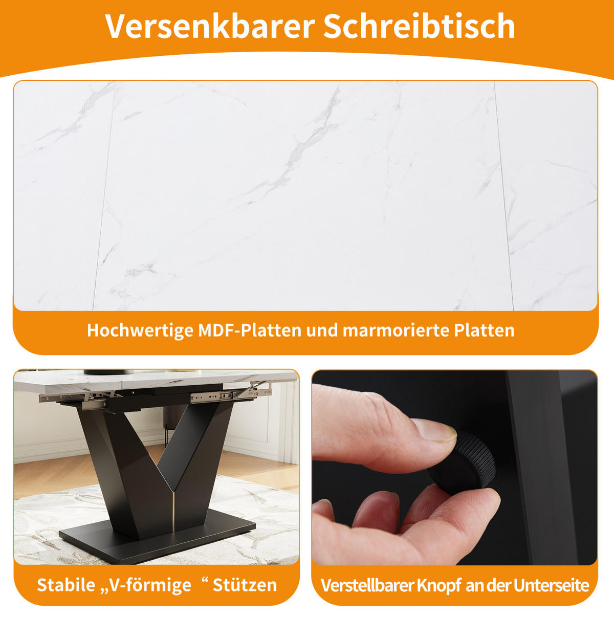 ESSTISCH 99-159/75/75 cm Weiß/Schwarz aus MDF und Metall mit Ausziehfunktion - Weiß, Holzwerkstoff (99/75/75cm) - OKMYHOME