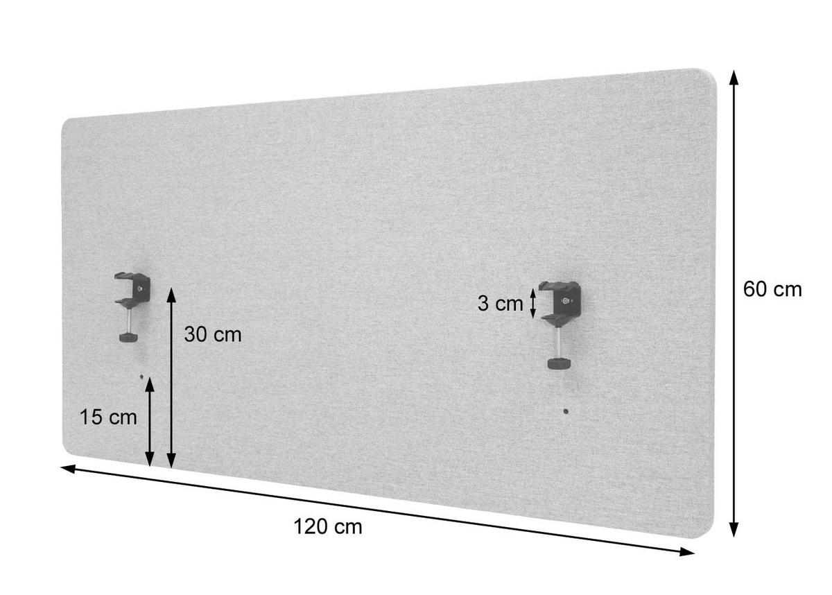 AKKUSTIK-TRENNWAND HxBxT 60x120x2cm doppelwandig Stoff Braun-Grau - Graubraun, Textil (2/120/60cm) - PROREGAL