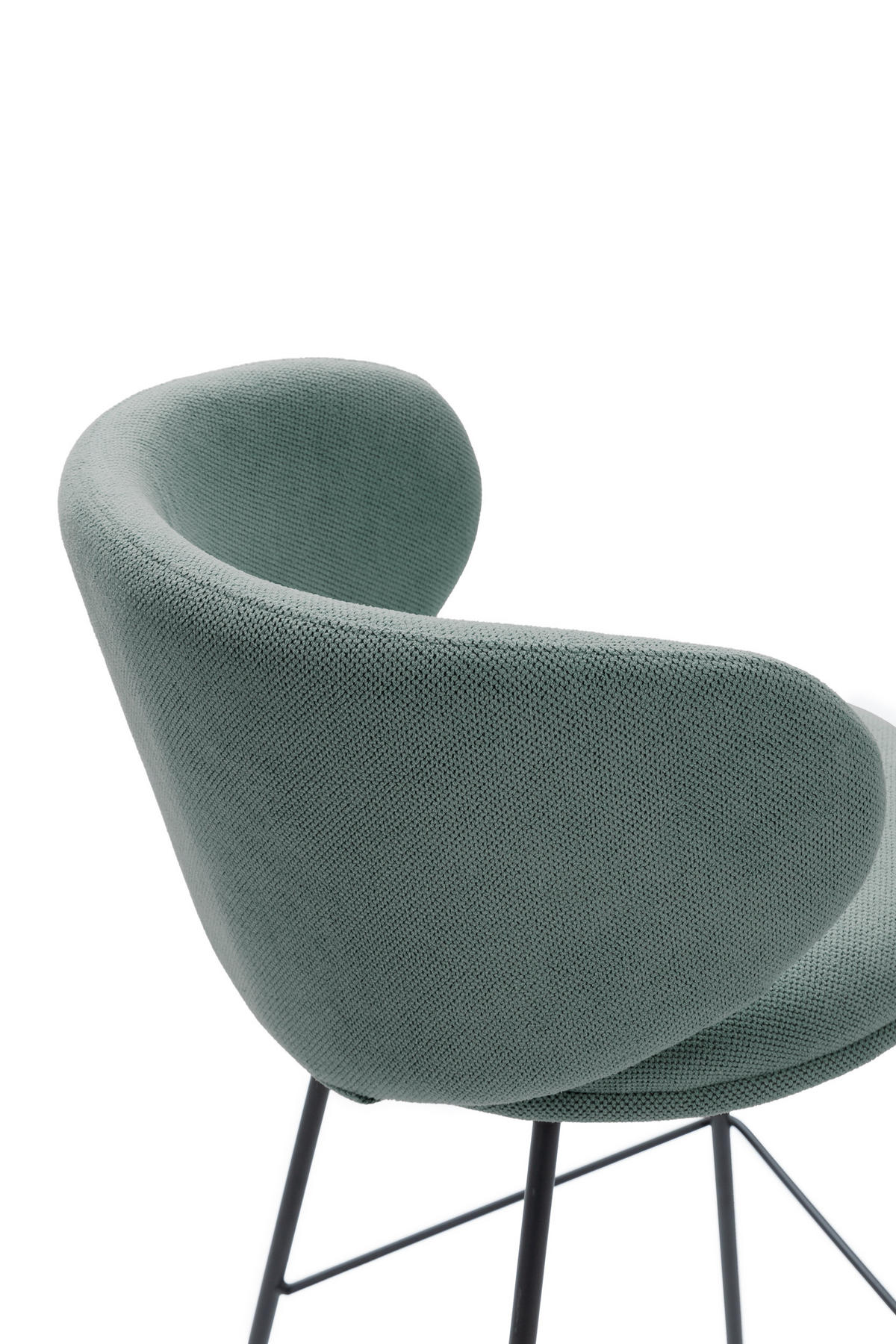 BARHOCKER (Set aus 2) aus Stoff mit schwarzen Metallbeinen - rush 56/53/65 cm - Grün, Textil (53/65/56cm) - Drawer