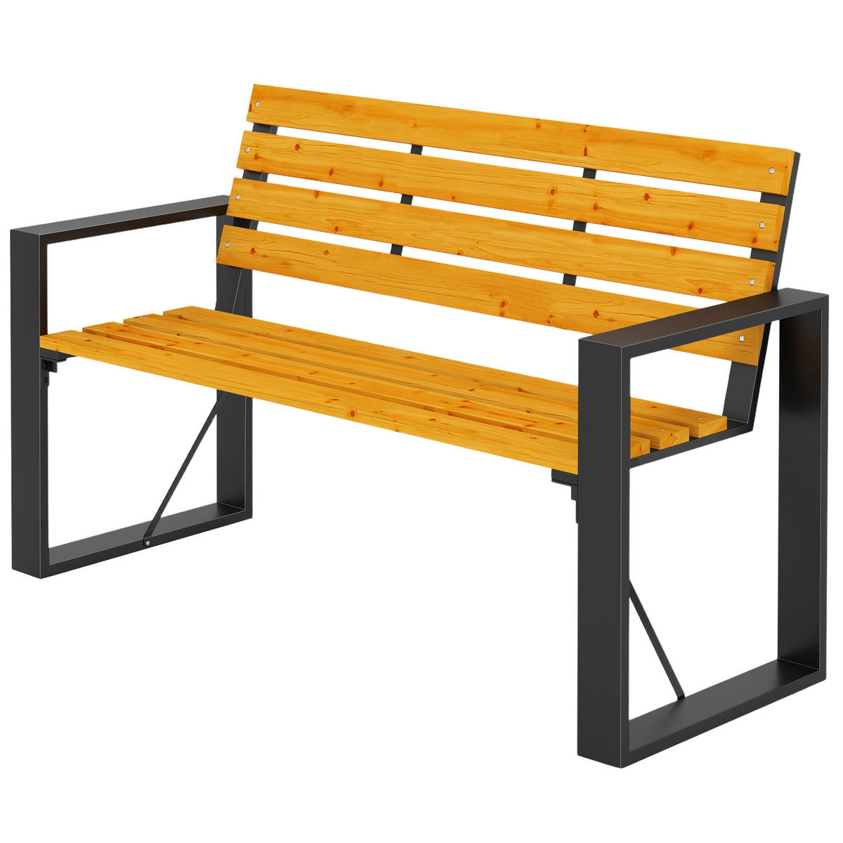 GARTENBANK,2-SITZER Holz Stahlrahmen Lattenrost,natur - Beige, Metall (136/82/54cm) - Vallsero