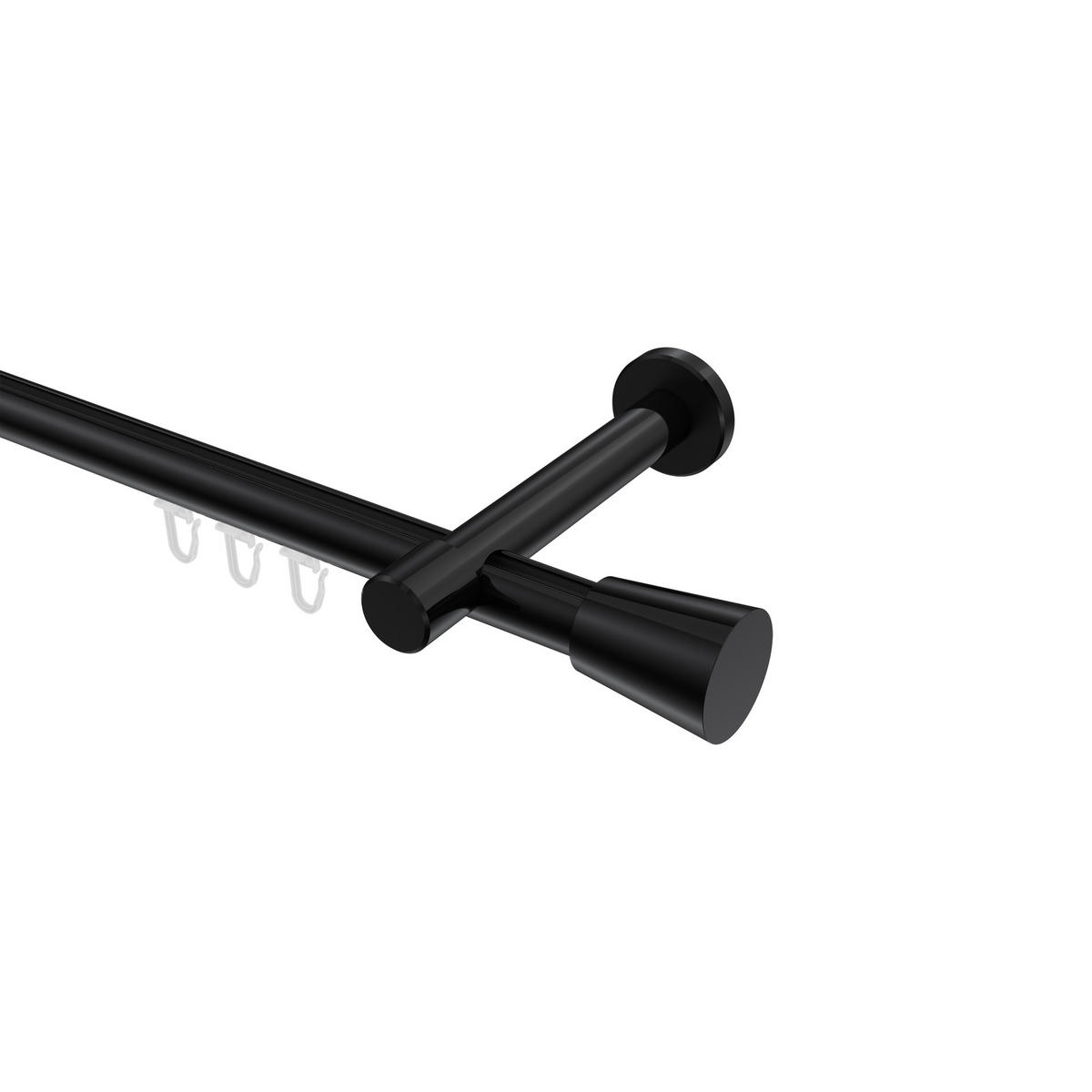 INNENLAUF-GARDINENSTANGEN-SET Prestige Sitra 140 cm, 1-läufig, 20 mm Ø Schwarz - Schwarz, Metall (140cm) - INTERDECO
