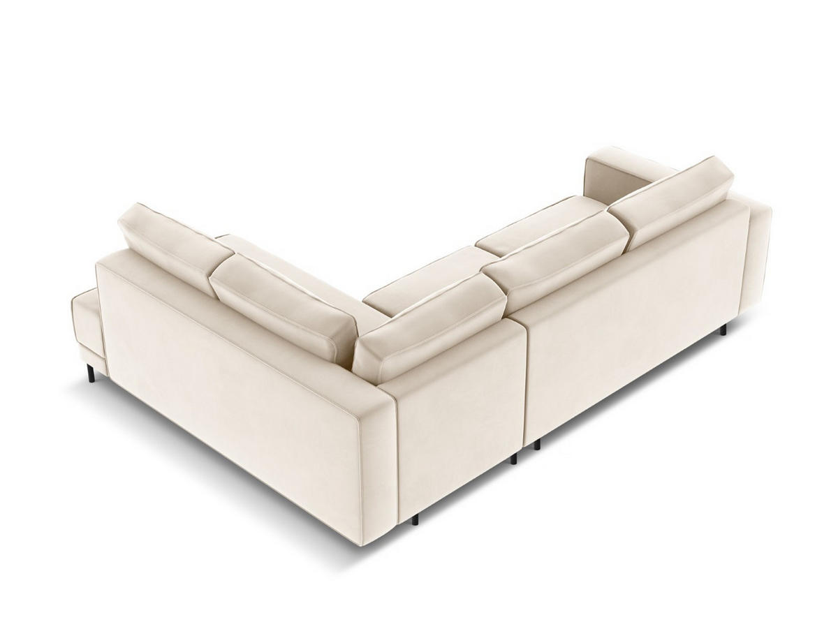 AUSKLAPPBARES-ECKSOFA rechts Caro aus Samt leichtes beige 5 Sitzplätze - Beige, Textil (187/247cm) - Micadoni