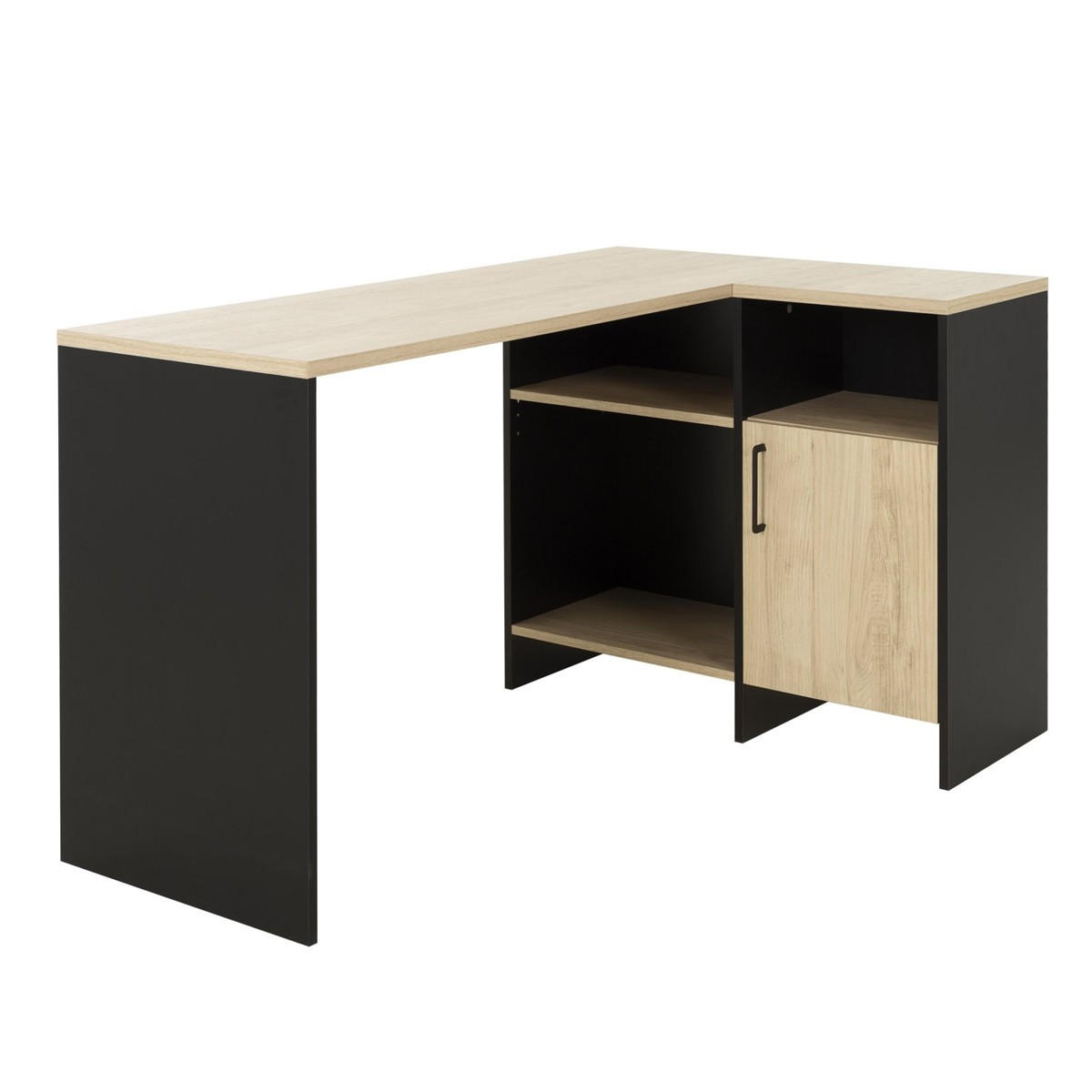 ECKSCHREIBTISCH Liverpool - Französische Herstellung - Schwarz, Holzwerkstoff (136/88/76cm) - Calicosy