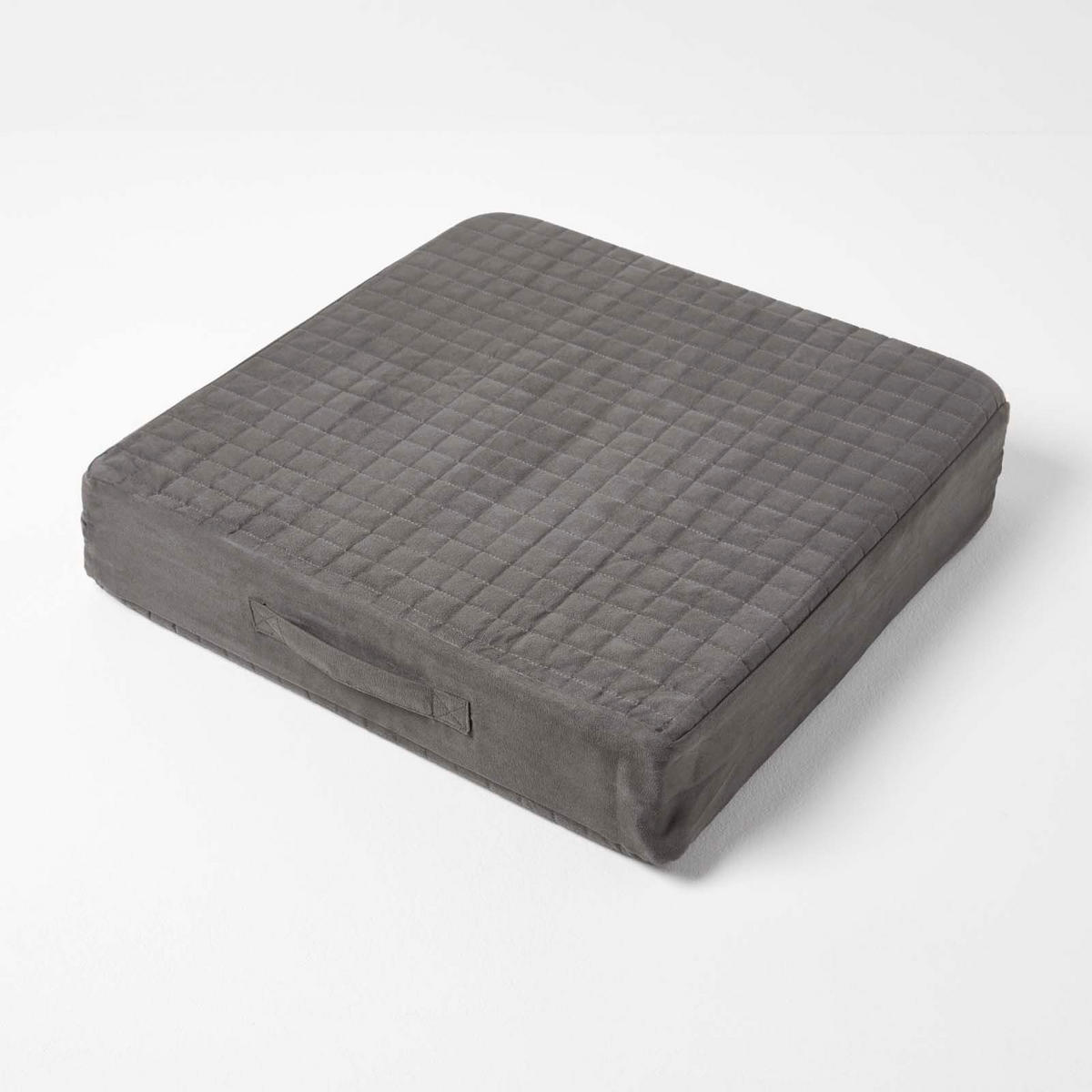 SITZKISSEN-BEZUG grau 50/50/10 – Kissenhülle wattiert, Velours - Grau, Textil (50/50/10cm) - Homescapes