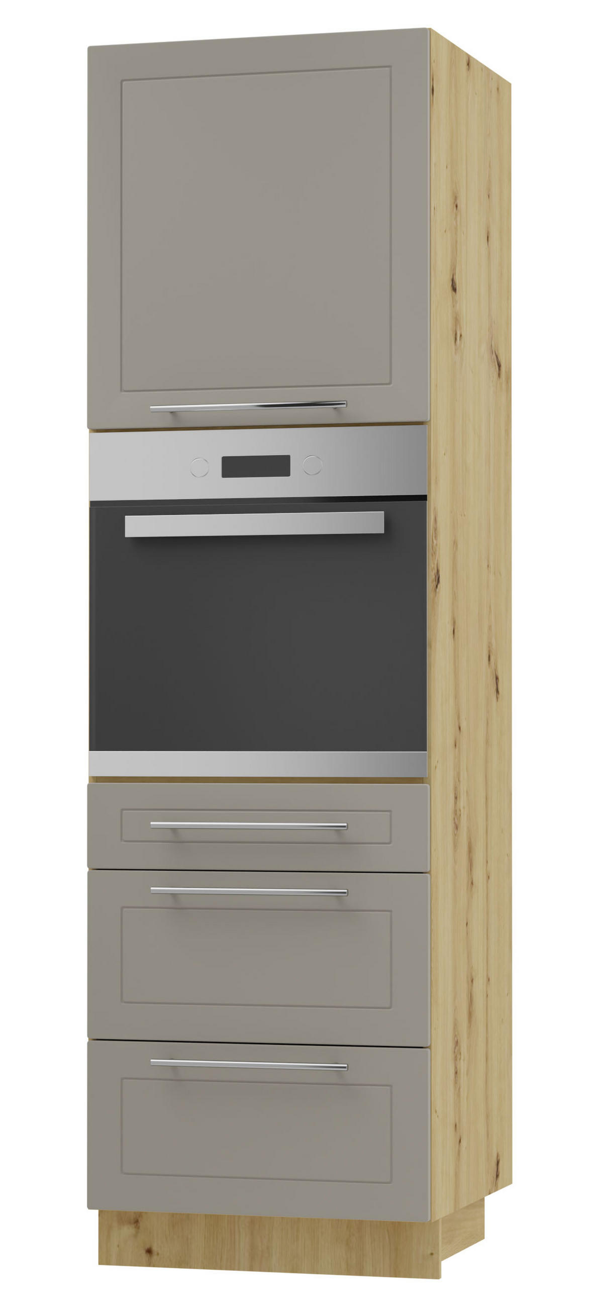 BACKOFEN-HOCHSCHRANK Kvantum D14/RU/3A Beige Matt / Eiche Artisan Matt 60 / 59 / 207cm - Beige/Eiche Artisan, Holz/Holzwerkstoff (60/207/59cm) - Feldmann-Wohnen
