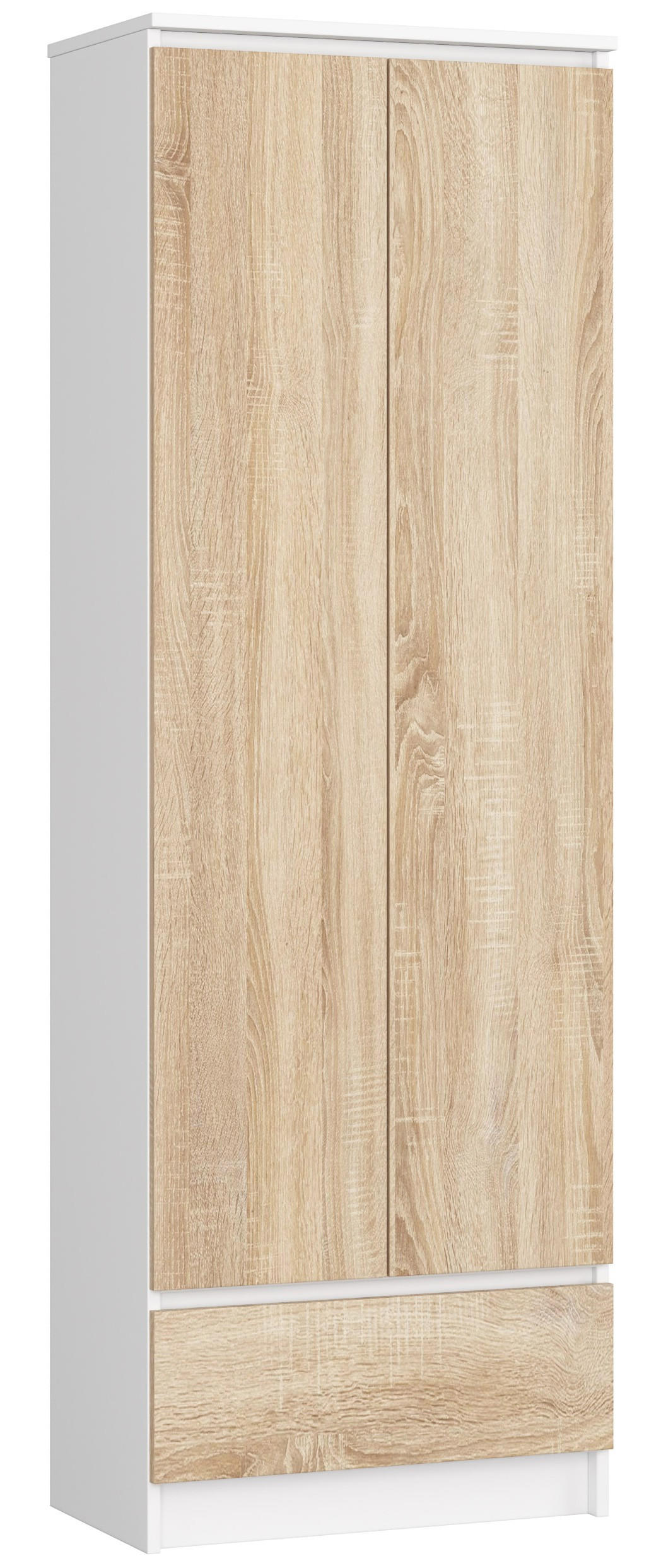Akord Mehrzweckschrank Weiß, Sonoma Eiche 60x180x35 cm