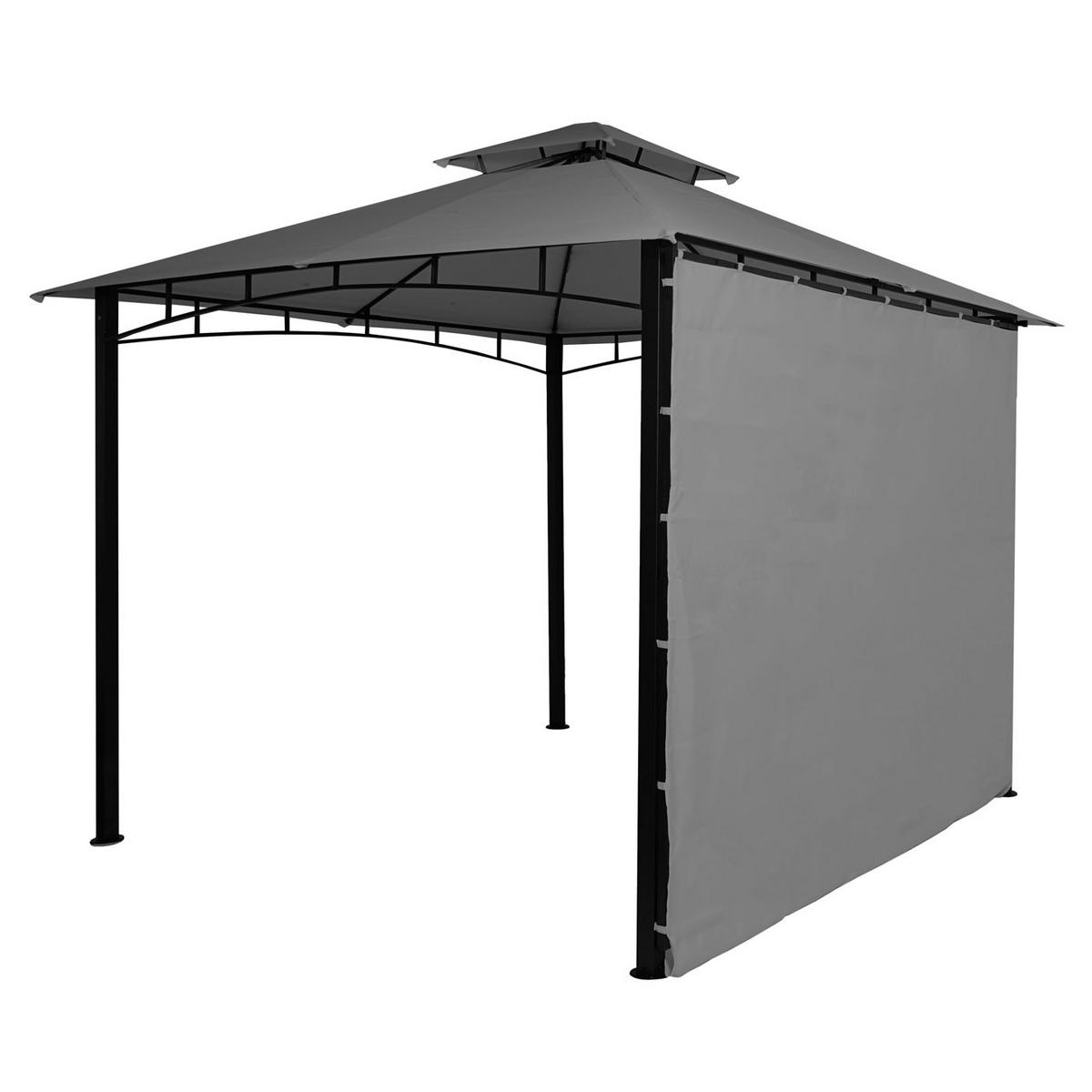PERGOLA STAHL + SEITENWAND Grau - Grau, Textil (490/275/250cm) - MCW