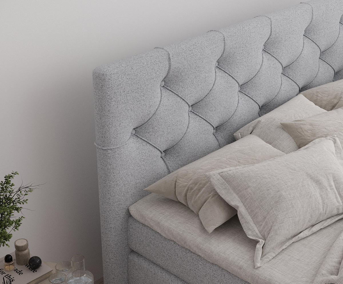 BOXSPRINGBETT Hugo Hellgrau 160/200 cm - Hellgrau/Schwarz, Holz/Holzwerkstoff (160/200cm) - Maison de Reve