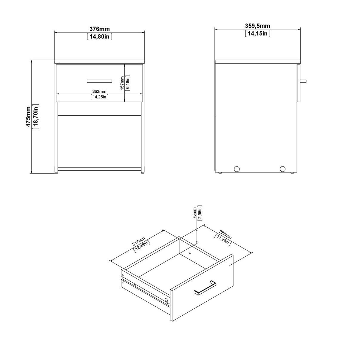 NACHTSCHRANK weiß - Weiß, Holzwerkstoff (38/48/36cm) - ebuy24