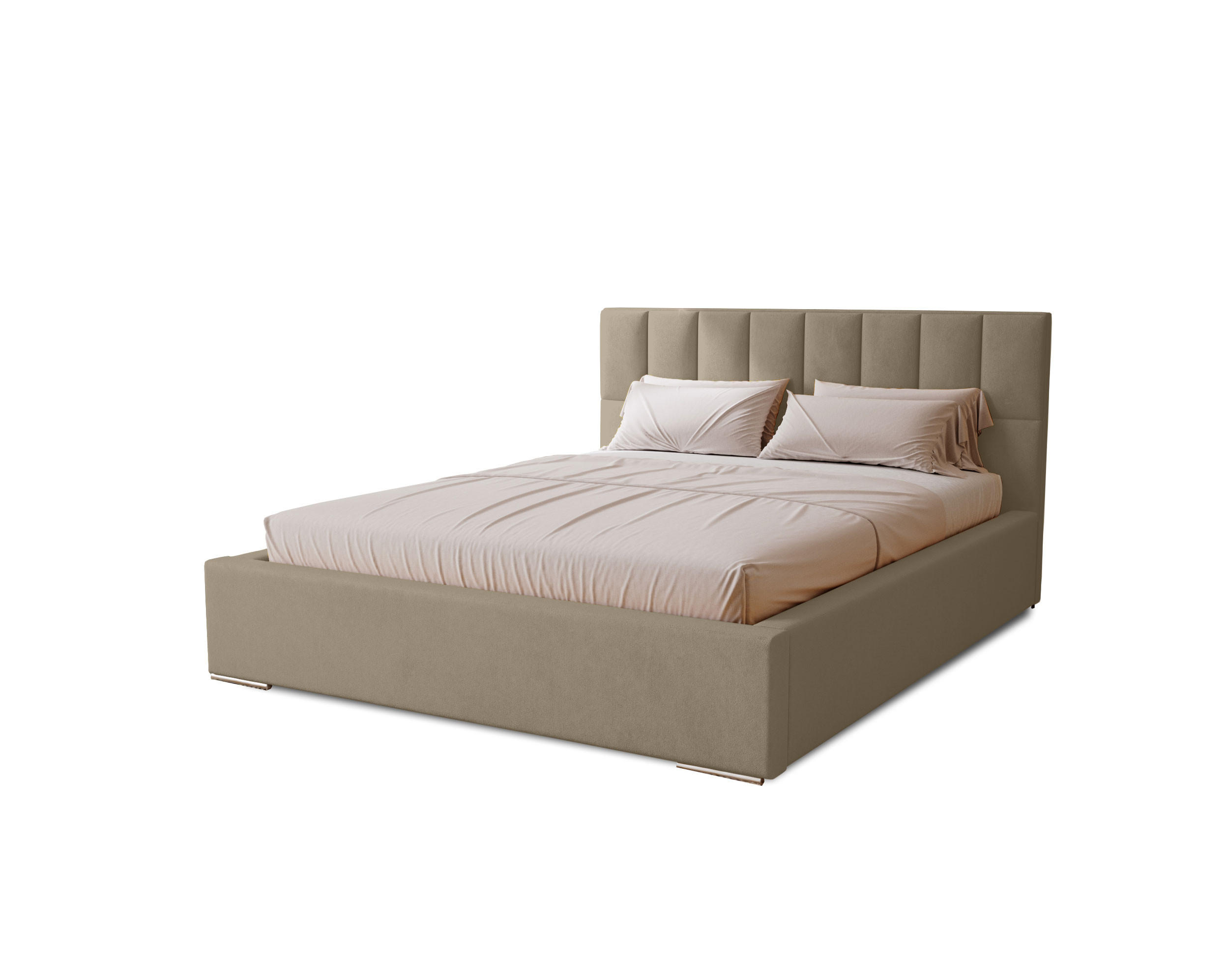 POLSTERBETT Dream 200x200 cm, Doppelbett mit Bettkasten, Lattenrost und Matratze aus Holz, Velourstoff: Hellbraun - Hellbraun, Holz/Kunststoff (200/200cm) - Marpur
