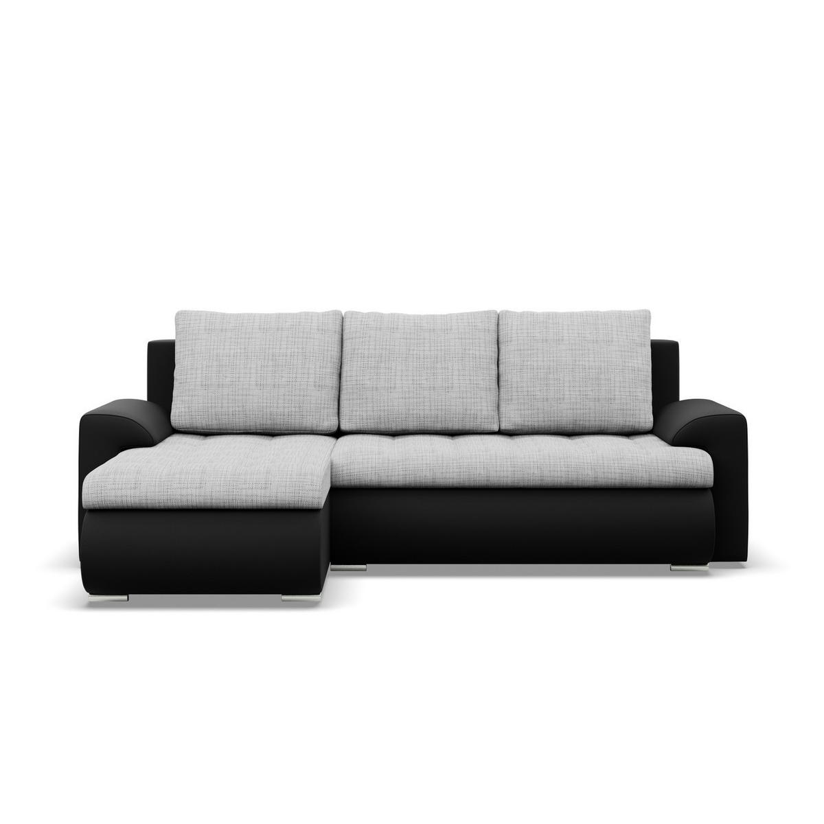 ECKSOFA LINKS MIT SCHLAFFUNKTION FORESTA, Grau + Schwarz - Schwarz/Grau, Textil (230/159cm) - Mebligo