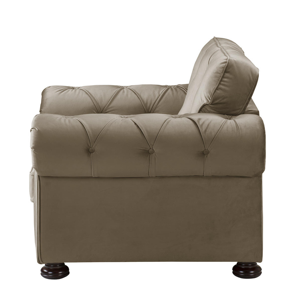 SESSEL - Samt - Cappuccino, Holz/Textil (125/93/100cm) - home24