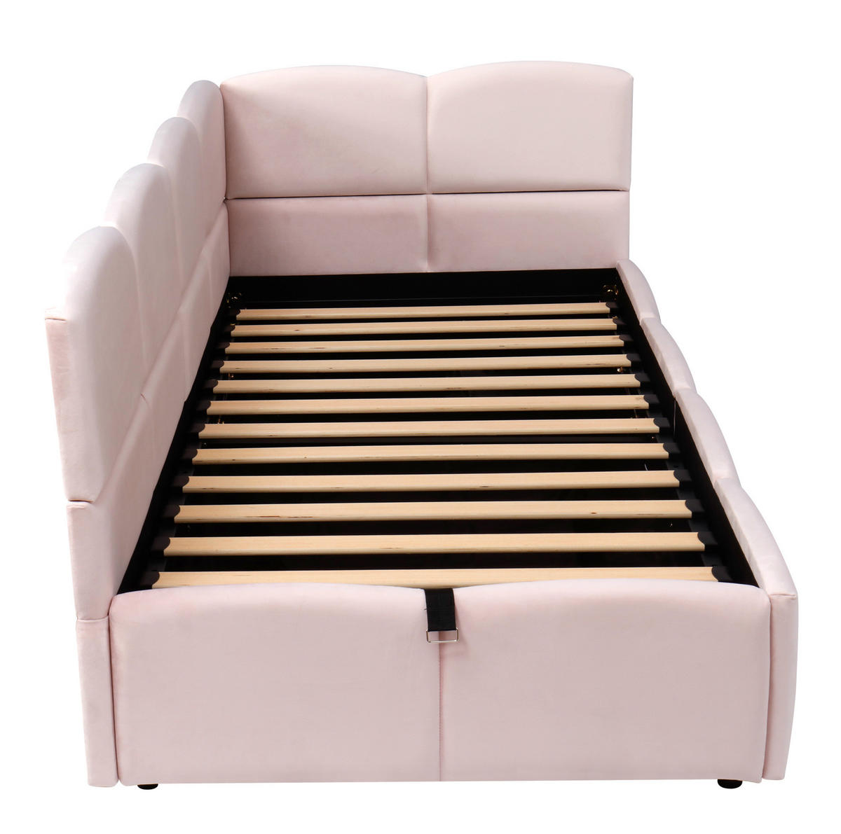 POLSTERBETT 90/200 cm in Rosa mit Stauraum und USB- und Type-C-Anschlüssen - Rosa, Textil (90/200cm) - Flora Grace