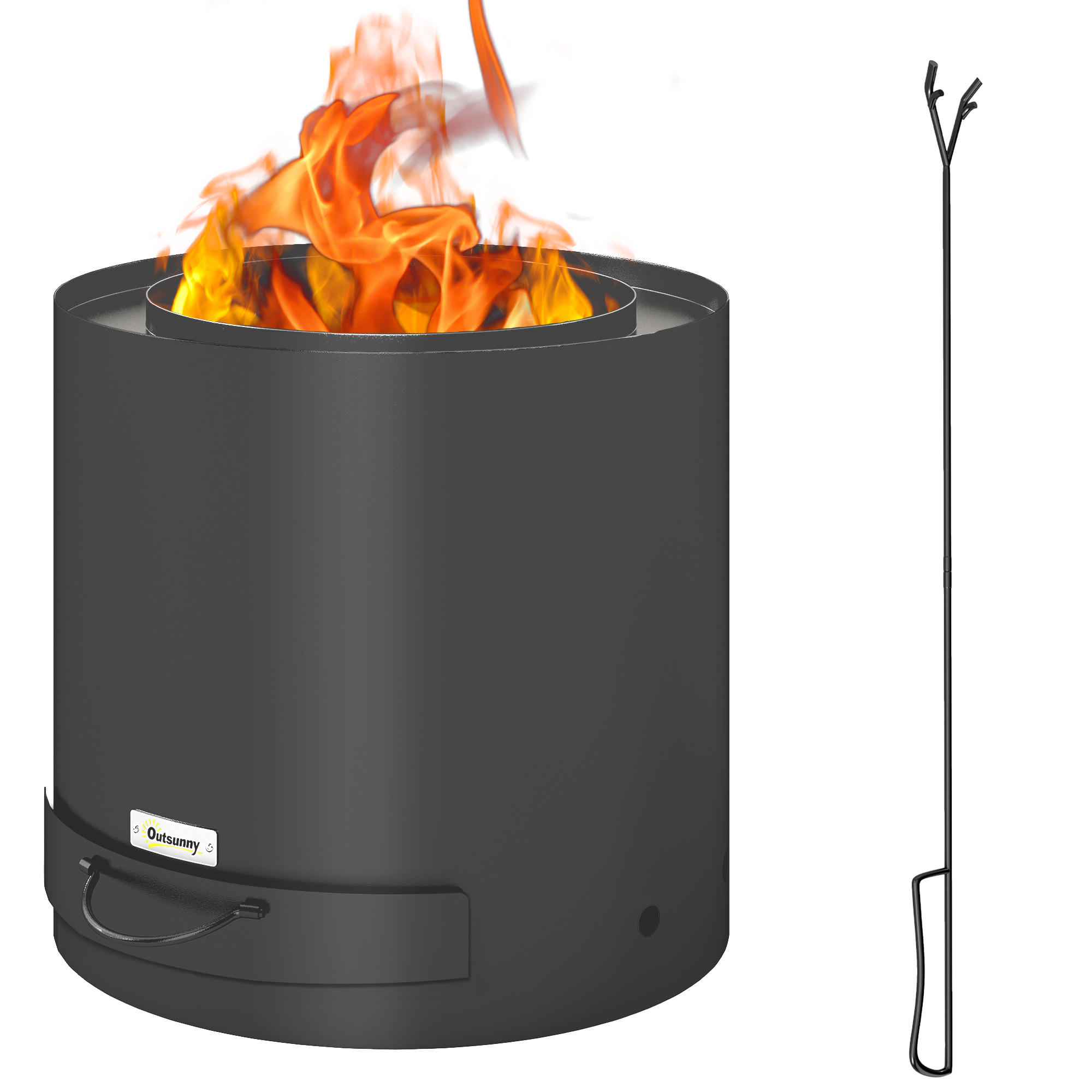 FEUERSCHALE DE-10583 mit Aschenwanne & Schürhaken Schwarz - Schwarz, Metall (45/42/45cm) - ComfortXL