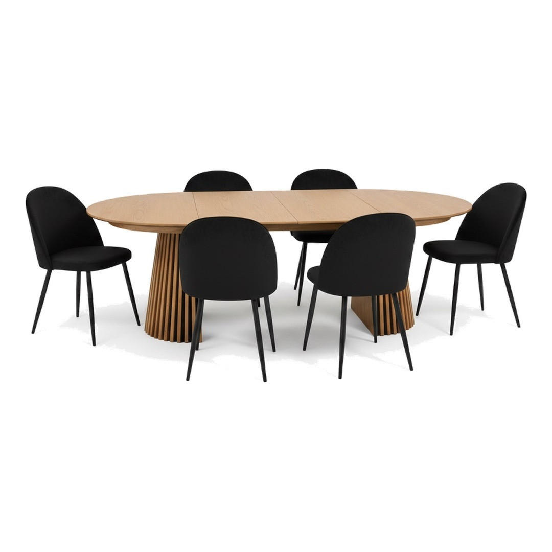 ebuy24 Tischgruppe Honigeiche, Schwarz 120x75x120 cm