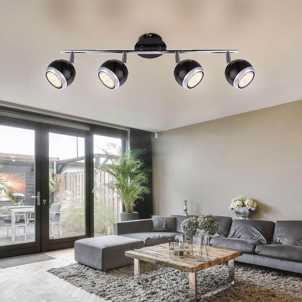 DECKENLEUCHTE OMAN Schwarz Chrom - Schwarz, Metall (55/10/15cm) - Globo Lighting