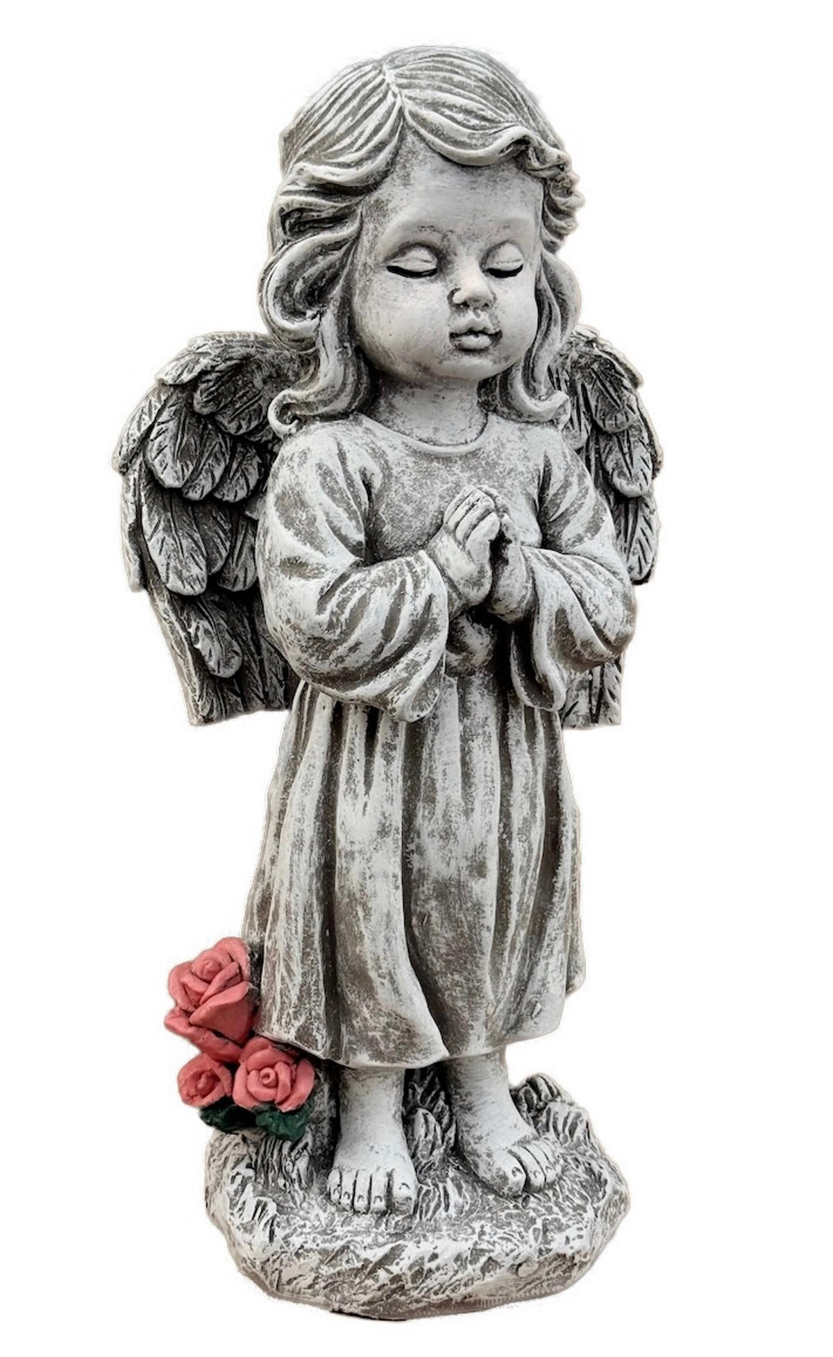 STEINFIGUR Engel stehend frostfester Steinguss - Grau, Stein (20/40/14cm) - stoneandstyle