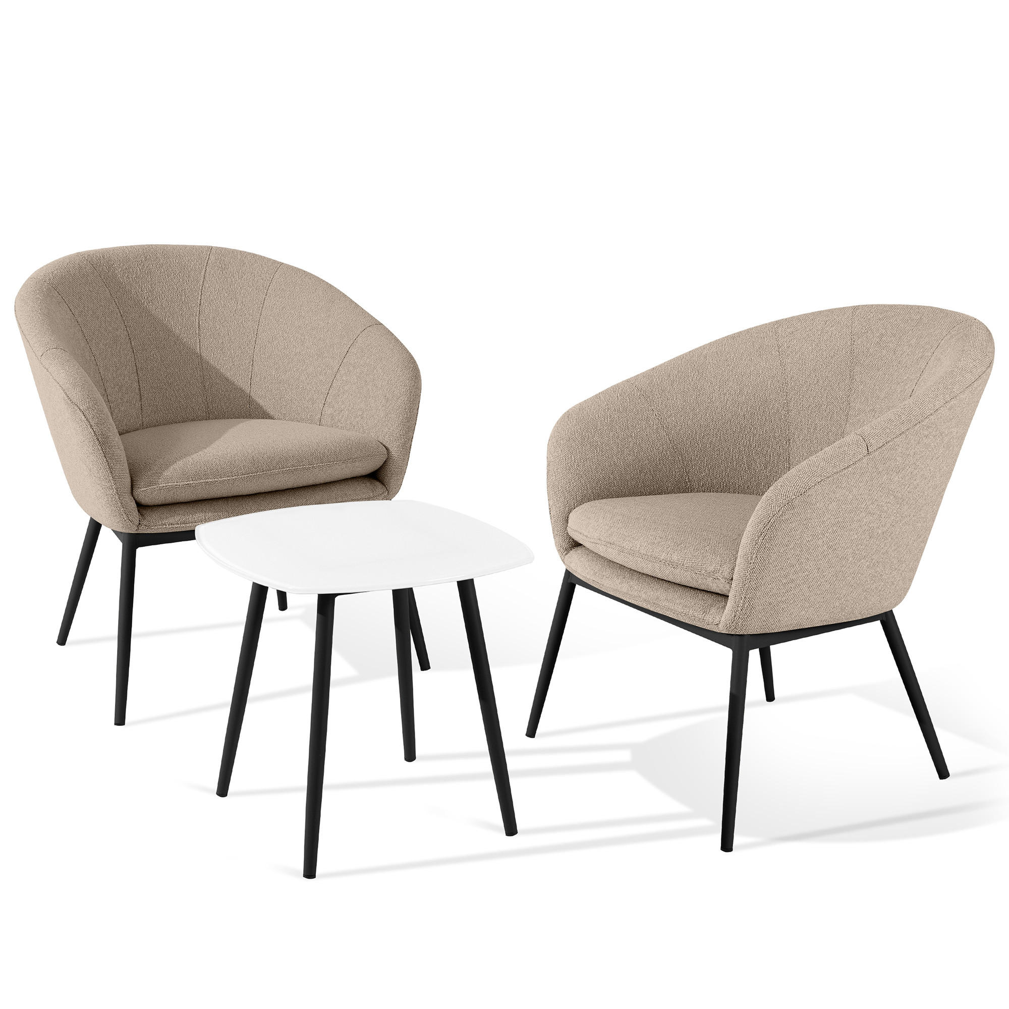 GARTENMÖBELSET SOLIS Gartenlounge-Set, hellbraun/schwarz - Hellbraun, Textil/Metall - KONSIMO®