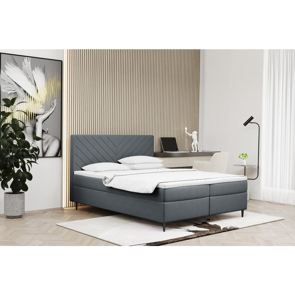 Thumbnail - Kaiser Möbel Boxbett, Grau, Textil, 2 Schubladen, H3, Höhe ca. 20 cm, einzeln stellbar, 120x200 cm, Reach, Schlafzimmer,...