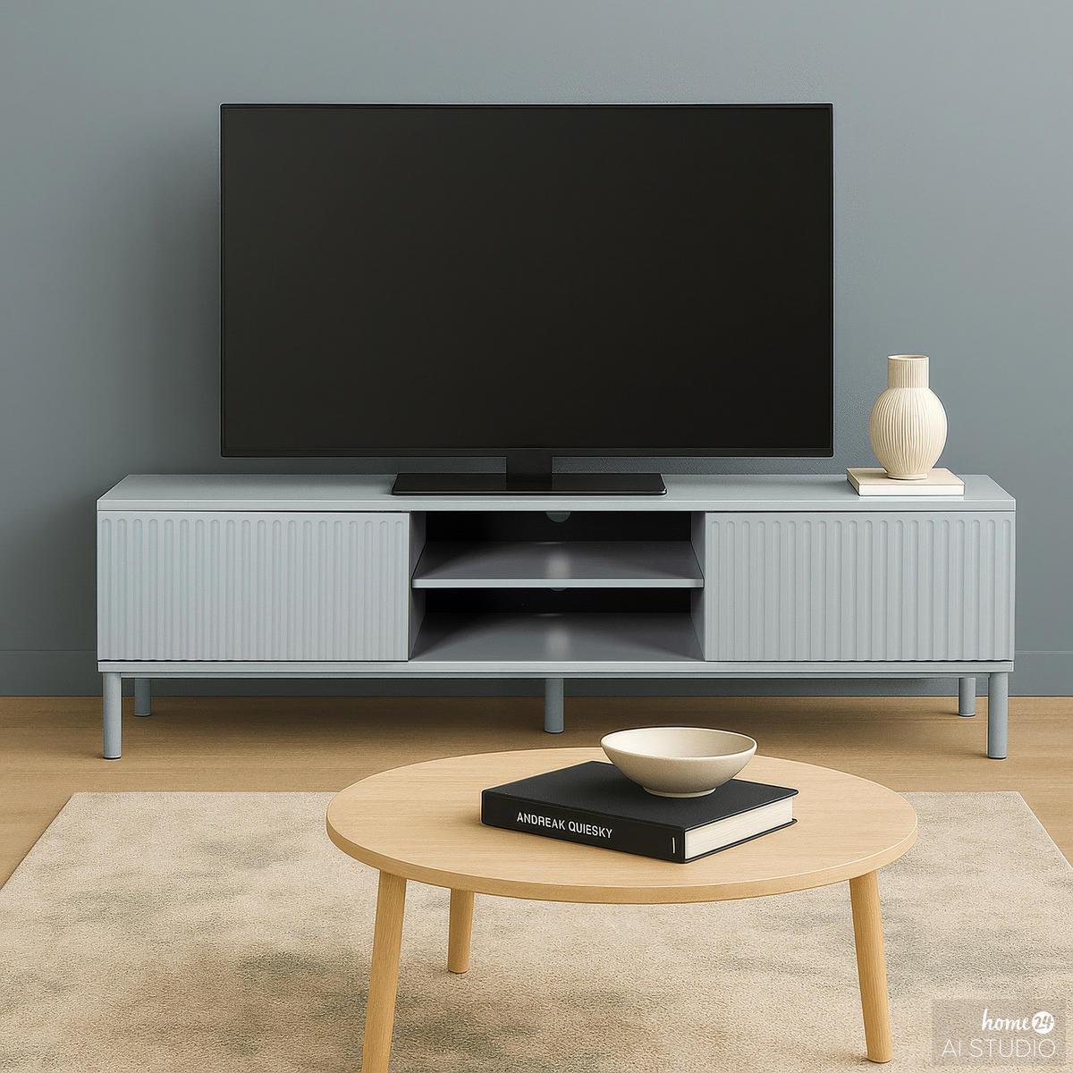 TV-LOWBOARD - Hellgrau, Holz/Holzwerkstoff (180/55/40cm) - home24