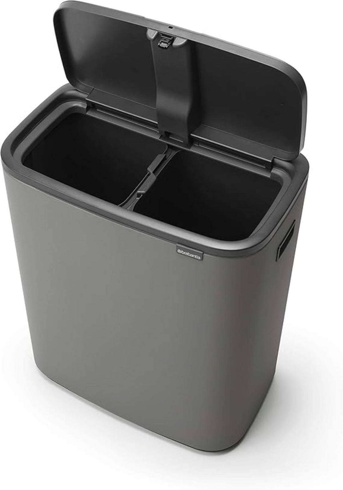 MÜLLEIMER Hochwertiger Mit Touch Öffnung 2 x 30 Liter 65,6 x 54,5 x 31 cm Grau - Grau, Metall (54.5/65.6/31cm) - PROREGAL
