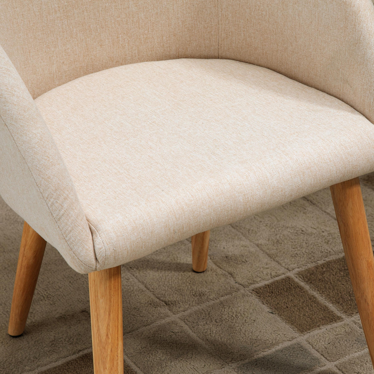 POLSTERSTÜHLE DE-06853 2er-Set skandinavisches Design mit Holzbeinen Beige - Beige, Textil/Metall (55/74/56cm) - ComfortXL