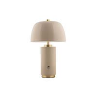 TISCHLAMPE Freya Ø 18 cm kabellos - Beige, Metall (18/18/30cm) - Leitmotiv