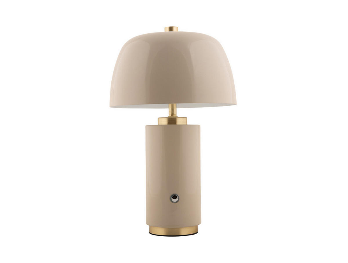 TISCHLAMPE Freya Ø 18 cm kabellos - Beige, Metall (18/18/30cm) - Leitmotiv