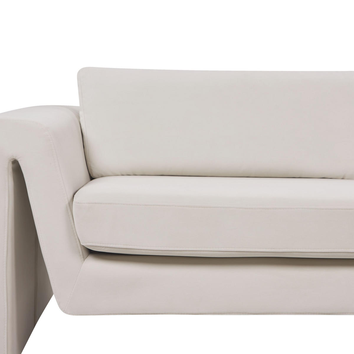 3-SITZER-SOFA Samtstoff hellbeige Maunu - Beige/Schwarz, Textil (237/76/83cm) - Beliani