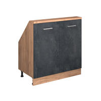 KUCHYŇSKÁ SKŘÍŇKA POD ŠIKMOU STŘECHU R-Line Černý beton/zlatý dub - medově dubová/černá, kompozitní dřevo (80/81.6/46cm) - Vicco