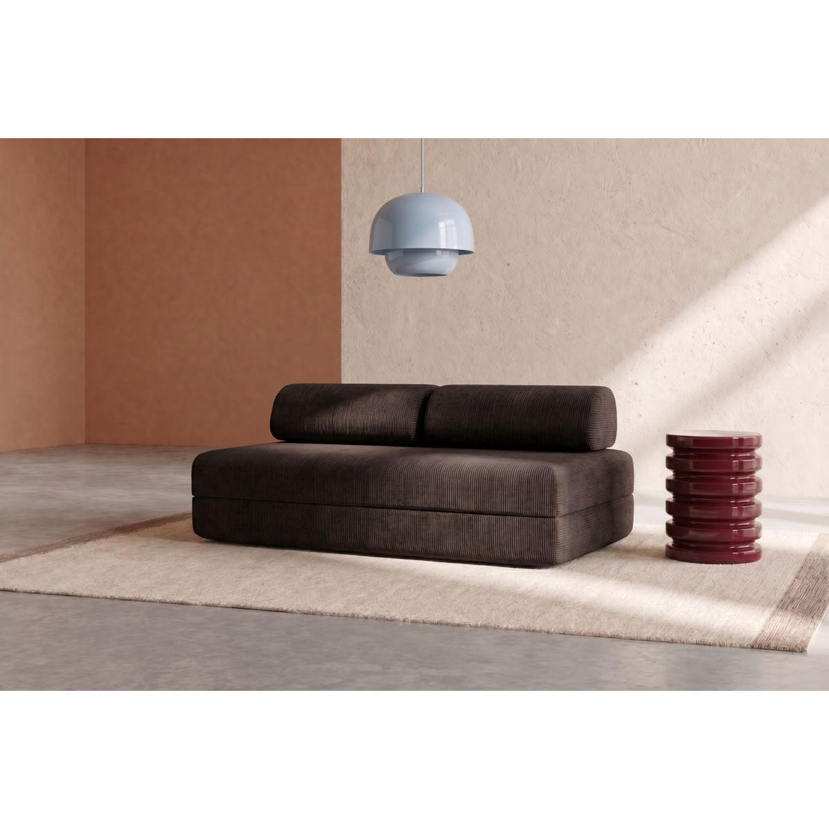 2-3-SITZER-SCHLAFSOFA aus braunem Cord - Braun, Textil (95/70.5/190cm) - Kimo