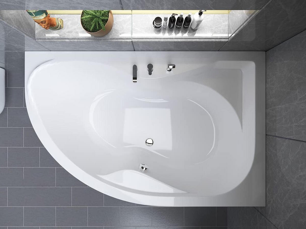 BADEWANNE Eckwanne DORA 170/110 Rechts mit Styro Ablauf Füße - Weiß, Kunststoff (110/59.5/170cm) - bad land