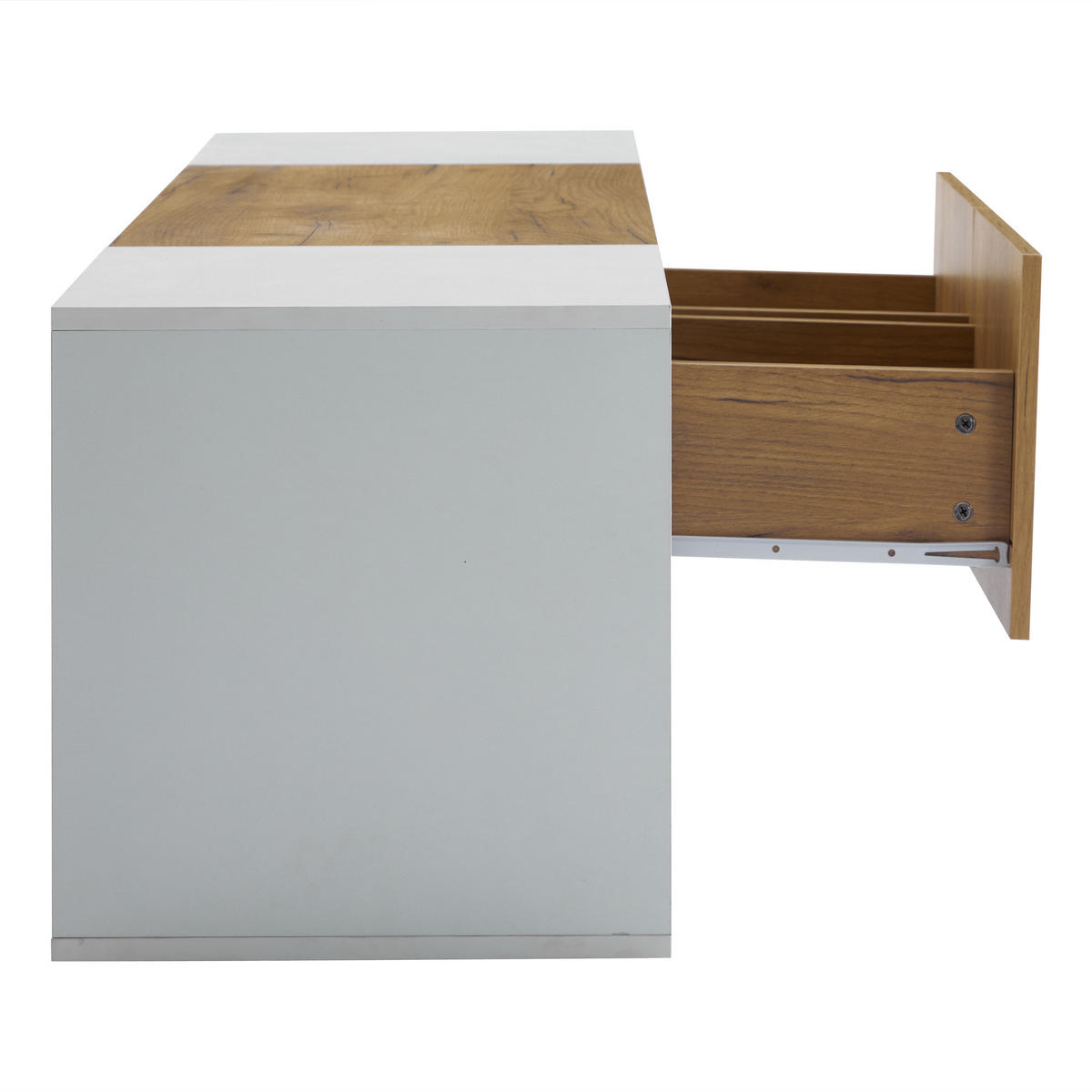 TV-SCHRANK 3-stufig 70" Glasablage 2 Schubladen Weiß - Multicolor, Holzwerkstoff (40/42/160cm) - FLIEKS